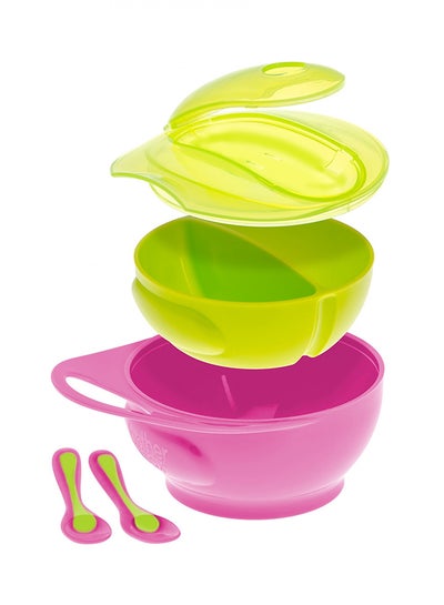 Buy Easy-Hold Weaning Bowl Set - Pink/Green in UAE