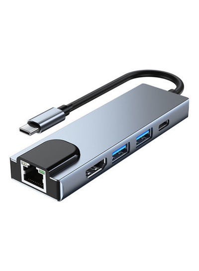 اشتري محول 5 في 1 بمنفذ نوع C مع موزع USB بمنفذ HDMI بدقة 4K رمادي فلكي في مصر