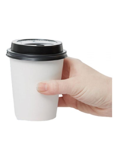 Buy 50-Pieces Cappuccino Plain Cup With Black Lid White in UAE