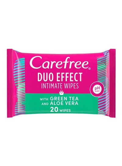 اشتري Duo Effect Intimate Wipes With Green Tea And Aloe Vera 20 Pieces في الامارات