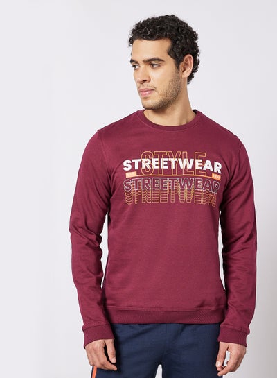 Buy Regular Fit Sweatshirt Maroon in UAE