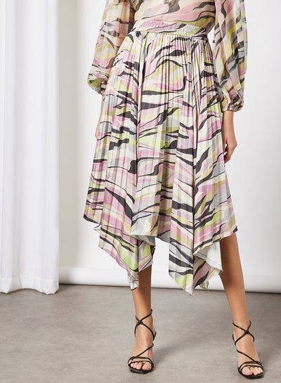 اشتري Pleated High-Low Hem Shirt Multicolour في السعودية