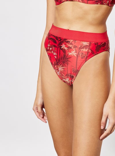 Buy High Waist Bikini Bottom Red in Saudi Arabia