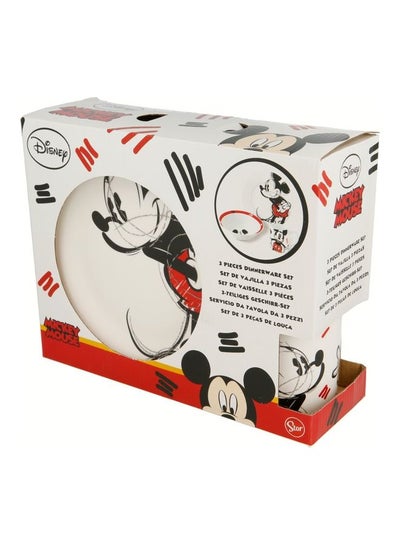 Buy 3-Piece Ceramic  Snack Set Mickey Rough Multicolour 948grams in UAE