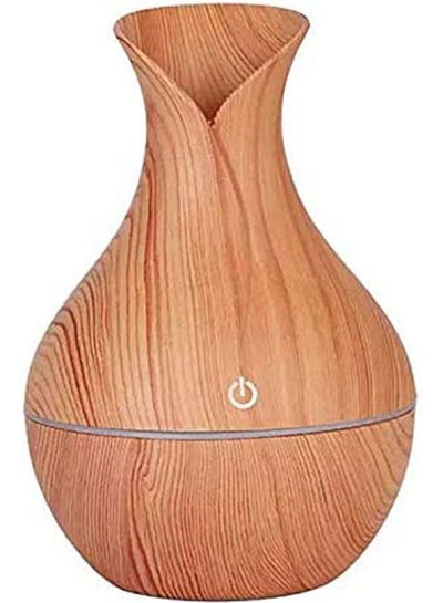 Buy Aroma Essential Oil Diffuser Wood Grain Aromatherapy Diffuser Ultrasonic Cool Mist Humidifier with 7 Color Changing Beige 206grams in Egypt