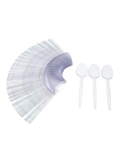 اشتري Large Transparent Plastic Spoons 100 Pieces Clear في مصر