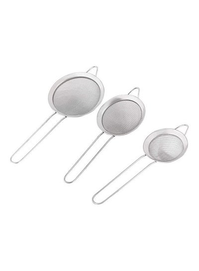 Buy Metal Tea Strainer Set 3 Pcs Silver in Egypt