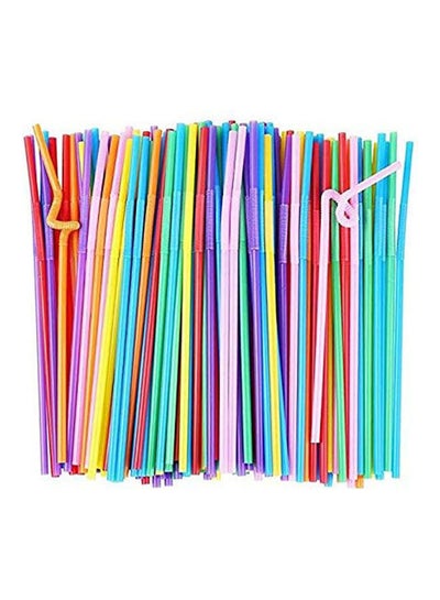 100PCS Flexible Plastic Straws, Colorful Disposable Bendy Party