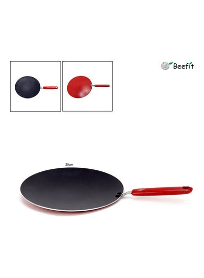 Buy Aluminium Non-stick Tawa Chapati Concave Tawa Red/Balck 28cm in UAE