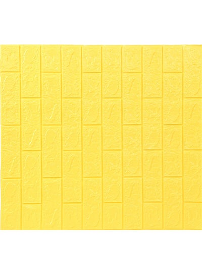 Buy Self Adhesive Waterproof 3D PE Foam Wallpaper Yellow 70x77x0.5cm in UAE