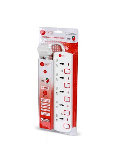 Buy Japan Universal Extension Cord 5Way 3M 5 Universal Sockets 3 Meter Cable Easy Set-Up & Storage Shock proof 250V White in UAE