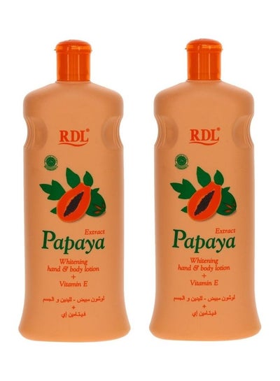 Buy Pack Of 2 Extract Papaya Whitening Hand And Body Lotion 600ml in UAE