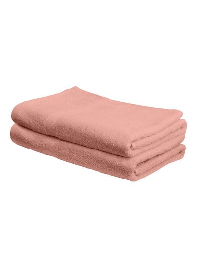 Buy 2-Piece Fast Absorbent Bath Towel Set Peach 70 x 140cm in UAE