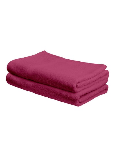 Buy 2-Piece Fast Absorbent Bath Towel Set Fuschia Pink 70 x 140cm in UAE