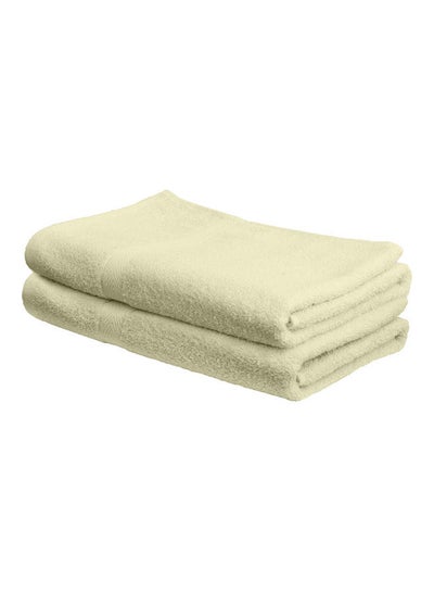 Buy 2-Piece Fast Absorbent Bath Towel Set Cream 70 x 140cm in UAE