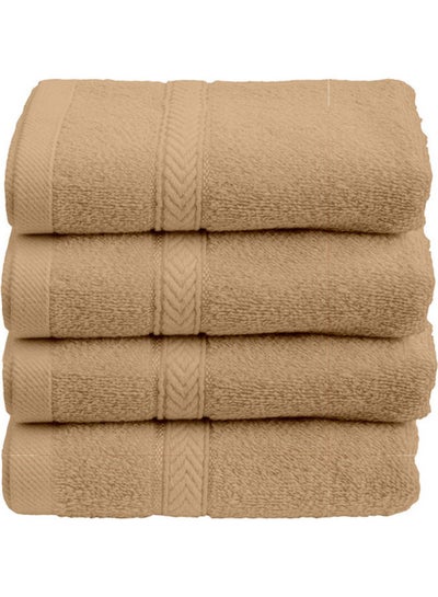 Buy 4-Piece Set Fast Absorbent Hand Towel Beige 40 x 70cm in UAE