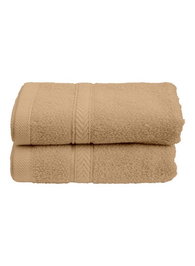 Buy 2-Piece Fast Absorbent Hand Towel Set Beige 40 x 70cm in UAE