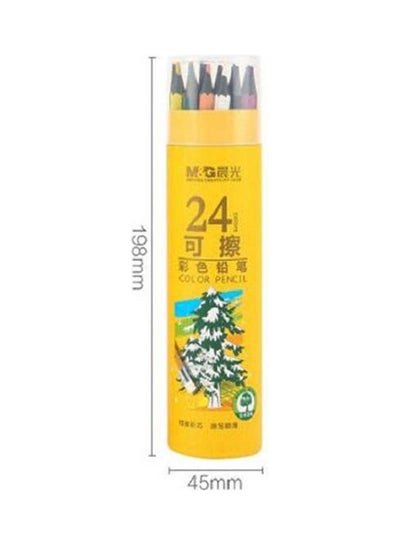 اشتري مجموعة أقلام تلوين خشبية قابلة للمسح مع ممحاة من 24 قطعة متعدد الألوان في مصر