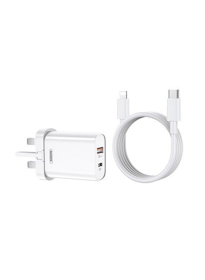 Buy Dual Port Fast Wall Charger With Type C To Lightning Cable White in Saudi Arabia