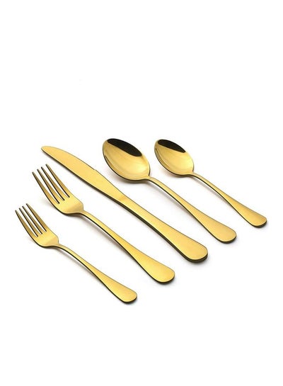 Buy 20-Piece Stainless Steel Flatware Cutlery Set Gold 25 x 8 x 5cm in Saudi Arabia