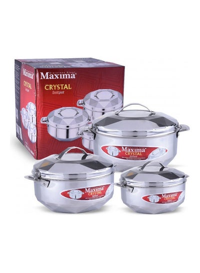 Buy 3-Piece Stainless Steel Hot Pot Set Silver 2500ml in Saudi Arabia