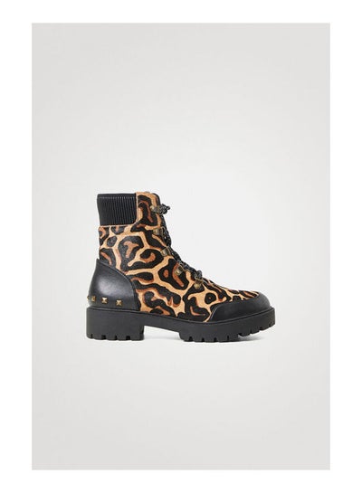 Buy Animal Print Leather Boots Brown in Egypt