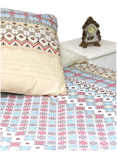 Buy Wooded Bed Sheet Set 4 Pcs Cotton Beige 240×245cm in Egypt