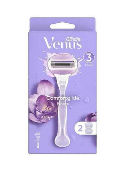 Buy Venus Breeze Razor Blade Refill For Women 2 Pieces Pack Contains 1 Handle And 2 Blade Refills purple in UAE