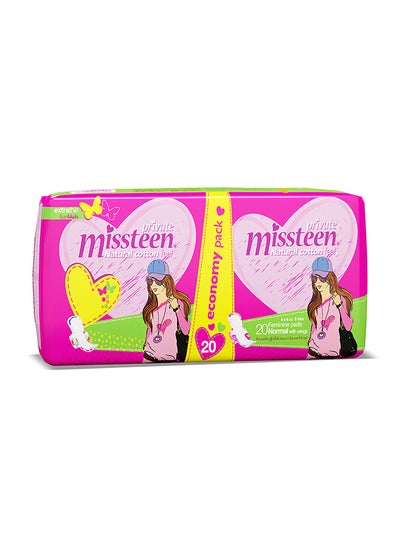 Buy Natural Cotton With Wings Extra Thin Miss Teen 20 Pads in Saudi Arabia