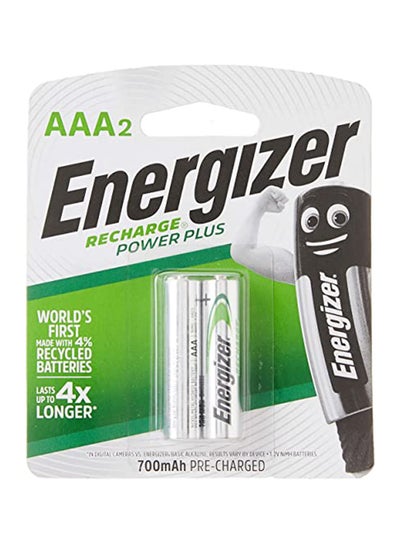 Buy Energizer Rechargeable batteries - AAA  Pack Of 2 Silver/Green in Saudi Arabia