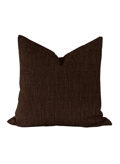 Buy Natural Linen Textured Decorative Cushion Deep Brown 60 x 60cm in Saudi Arabia