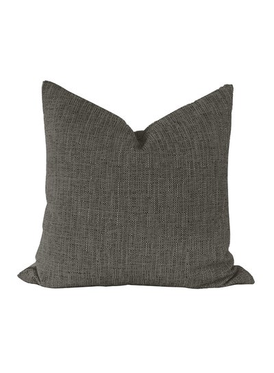 Buy Natural Linen Textured Decorative Cushion Dark Grey 60 x 60cm in Saudi Arabia