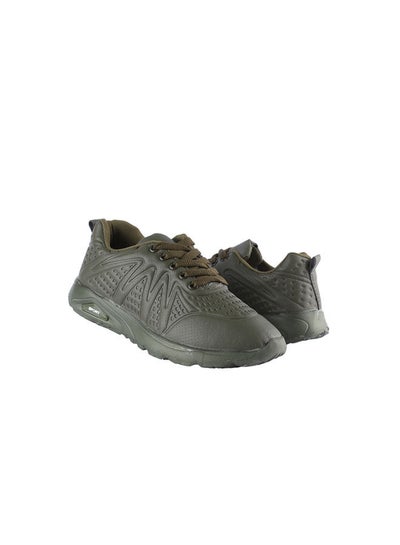 Buy Leather Lace-Up Basic Casual Sneakers Oil in Egypt