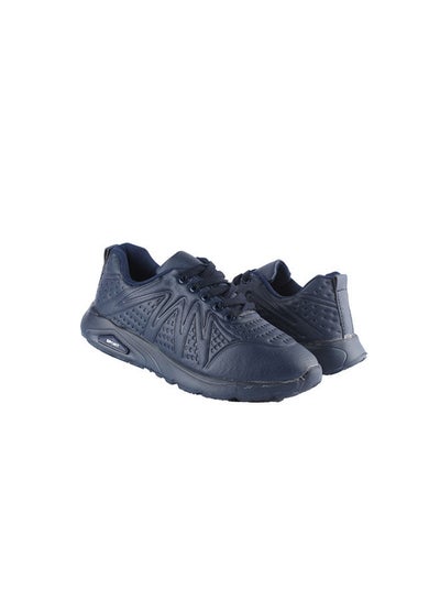 Buy Leather Lace-Up Basic Casual Sneakers Navy in Egypt