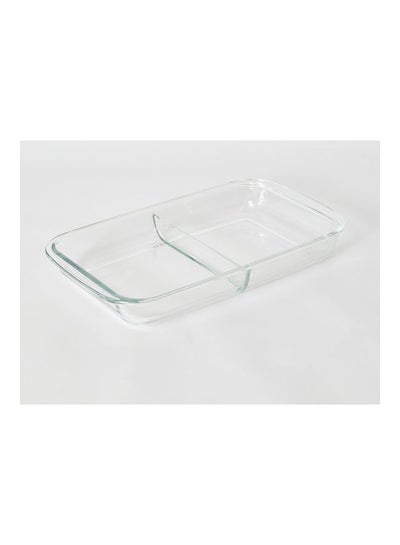 Buy 2-Compartment Bakeology Rectangular Baking Dish Clear 39.4x23.7x5cm in UAE