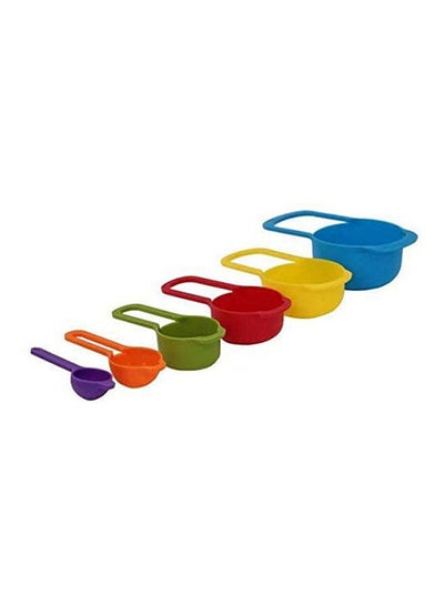 Buy Plastic Measuring Cups And Spoons 6 Pcs Set Multicolor in Egypt