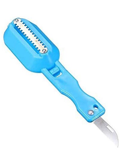 Buy Solution Fish Scale Remover With Cutting Knife Light Blue in Egypt