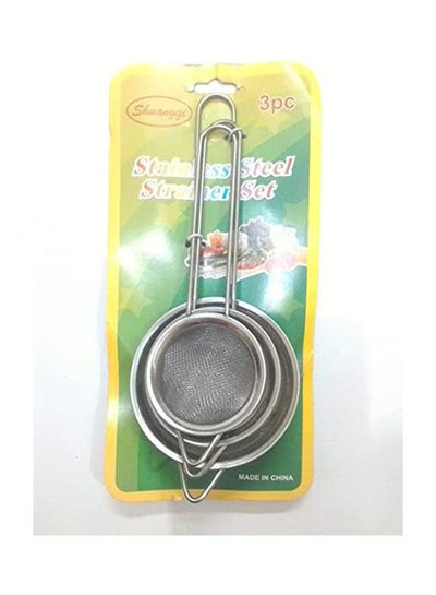 Buy Tea Strainer Set Of 3 Pcs Different Sizes Silver in Egypt