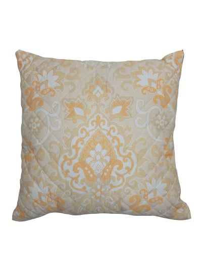 Buy Decorative Cushion , Size 45X45 Cm Gold/Grey - 100% Cotton Cover Microfiber Infill Bedroom Or Living Room Decoration Gold/Grey Standard SizeNone in Saudi Arabia