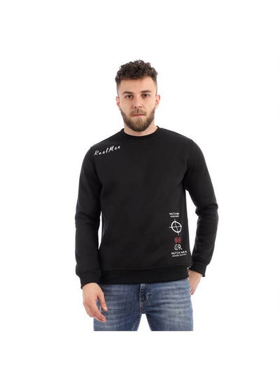 Buy Round Melton Sweatshirt Printed Watch Black in Egypt