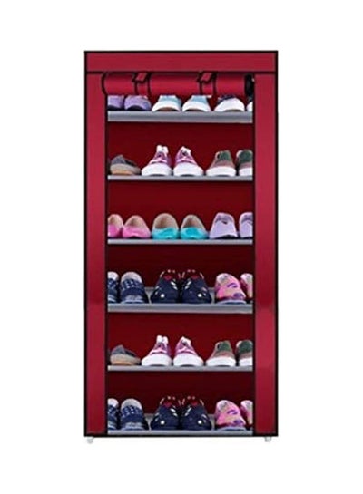 اشتري Shoe Cabinet 6-7 Layer Shoe Rack Organizer Red 60x30x108cm في مصر