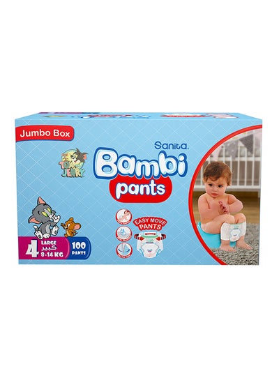 Buy Bambi Pants Jumbo Box Size 4 Large 8-14 Kg 100 Count in Saudi Arabia