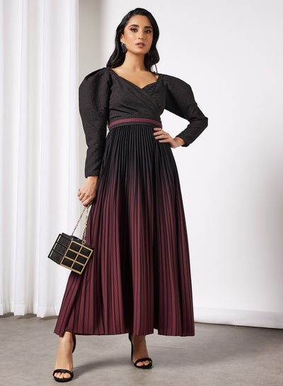 Buy Textured Gradient Dress Wine in UAE