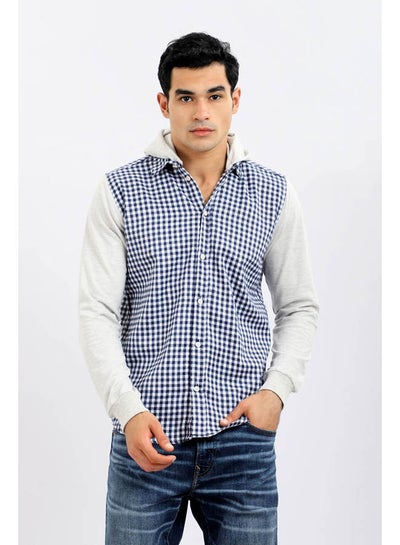 Buy Button Down Closure With Removable Hooded Shirt Navy in Egypt