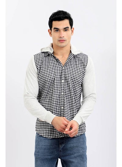 Buy Button Down Closure With Removable Hooded Shirt Black in Egypt