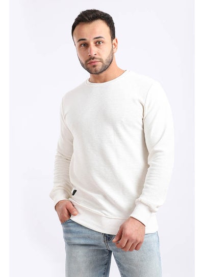 Buy Casual Plain Basic Long Sleeve Round Neck Sweatshirt White in Egypt