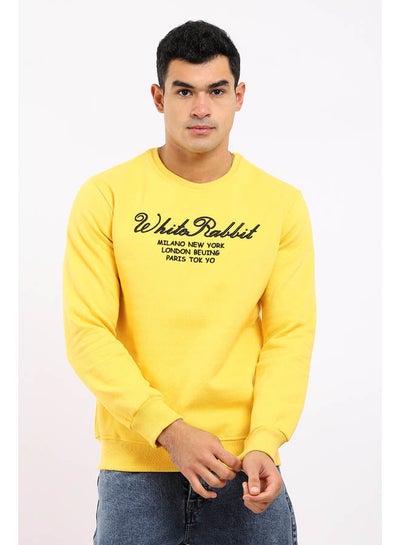 Buy Casual Printed Long Sleeve Round Neck Sweatshirt Yellow in Egypt