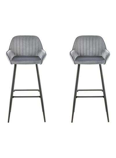 اشتري 2-Piece Modern Velvet Stools رمادي 87x40x45سم في الامارات