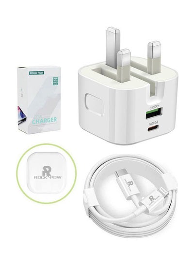 اشتري 20W UK Type C Fast Charger Adapter with Lightning Cable White في الامارات