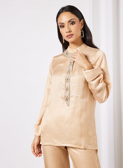 Buy Embellished Co-Ord Pant Set Beige in Saudi Arabia